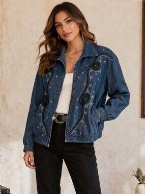 Vintage Mureli Embroidered Denim Jacket | 90s Western | Size S